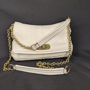 Coach Chelsea Jayden Chain Flap Bag Cream White Leather Medium Women's